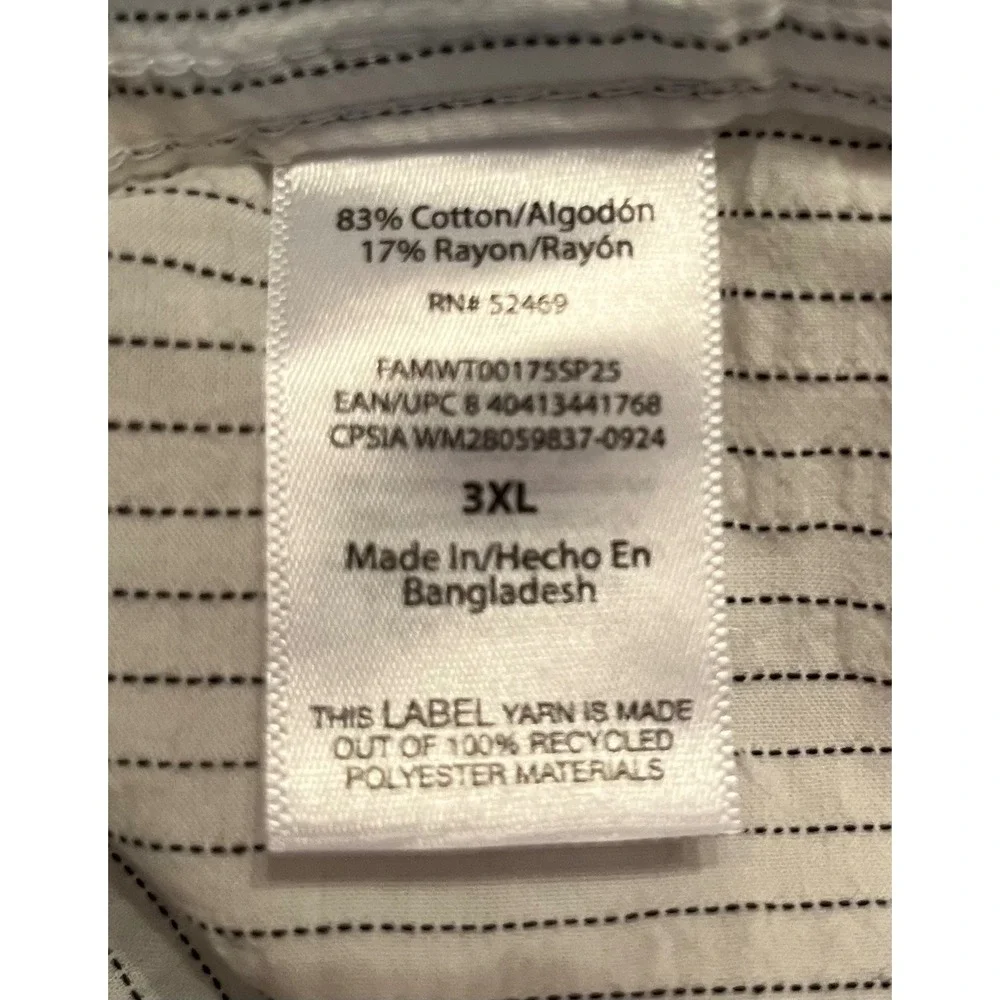 Free Assembly Men's FA Seersucker Button Down Shirt White Size 3XL‎